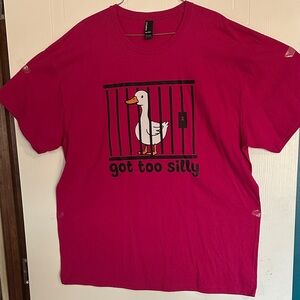 NWOT Port and Company Bright Pink Silly Goose Graphic Tee